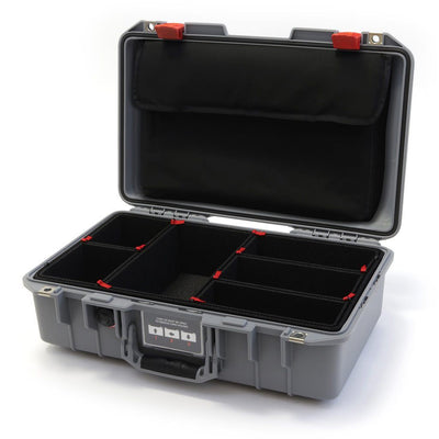 Pelican 1485 Air Case, Silver with Red Latches TrekPak Divider System with Computer Pouch ColorCase 014850-0220-180-320