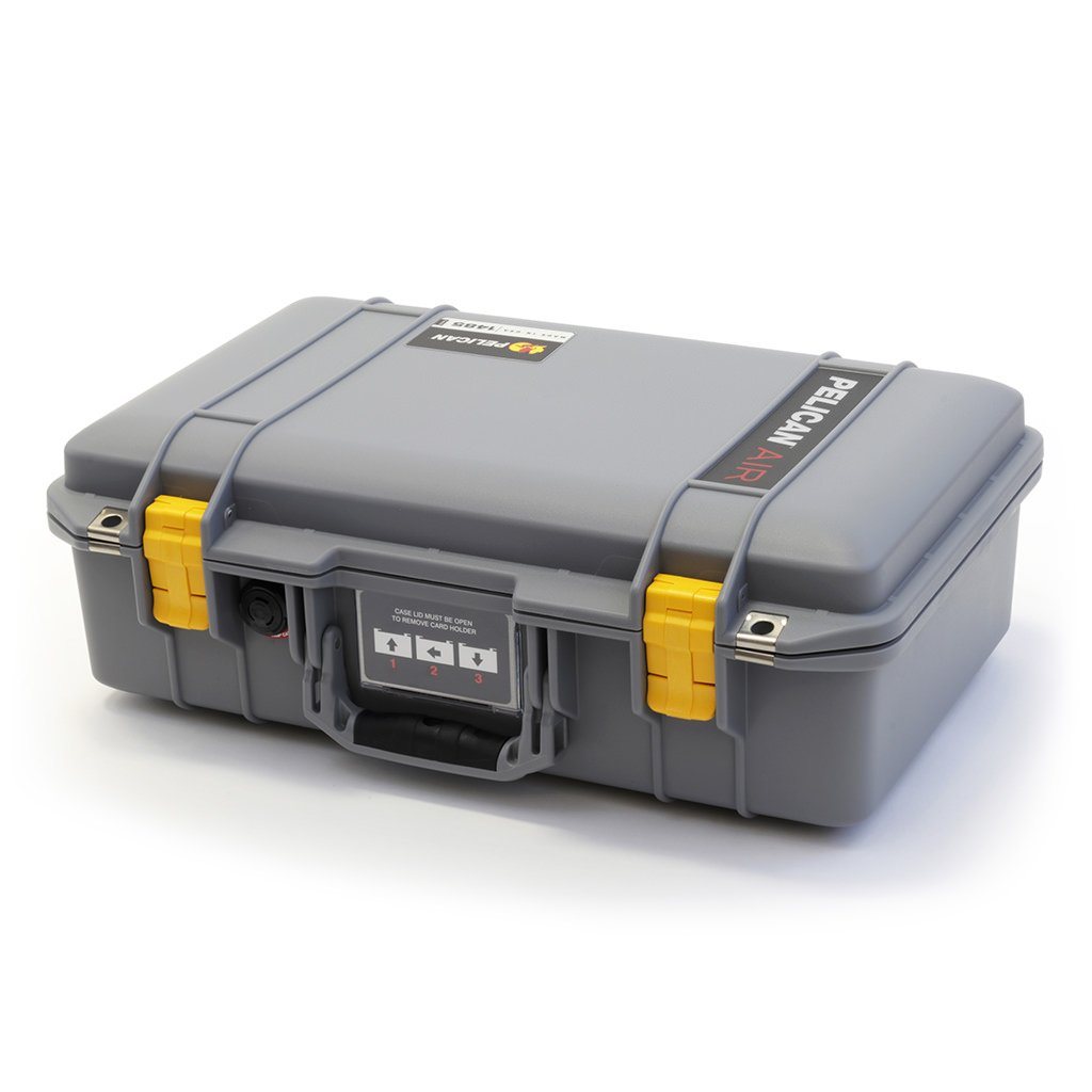 Pelican 1485 Air Case, Silver with Yellow Latches ColorCase 