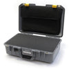 Pelican 1485 Air Case, Silver with Yellow Latches Pick & Pluck Foam with Computer Pouch ColorCase 014850-0201-180-240