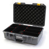 Pelican 1485 Air Case, Silver with Yellow Latches TrekPak Divider System with Convolute Lid Foam ColorCase 014850-0020-180-240
