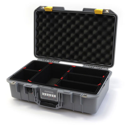 Pelican 1485 Air Case, Silver with Yellow Latches TrekPak Divider System with Convolute Lid Foam ColorCase 014850-0020-180-240