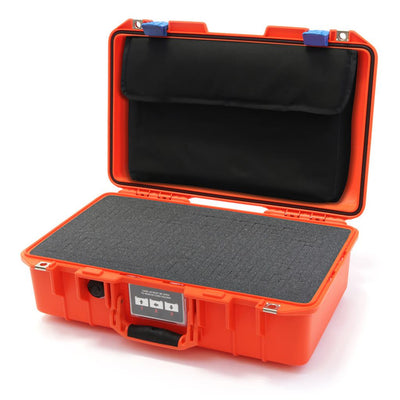 Pelican 1485 Air Case, Orange with Blue Latches Pick & Pluck Foam with Computer Pouch ColorCase 014850-0201-150-120