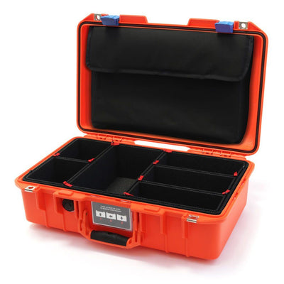 Pelican 1485 Air Case, Orange with Blue Latches TrekPak Divider System with Computer Pouch ColorCase 014850-0220-150-120