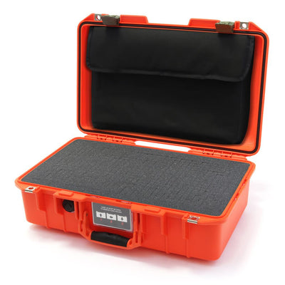 Pelican 1485 Air Case, Orange with OD Green Latches Pick & Pluck Foam with Computer Pouch ColorCase 014850-0201-150-130