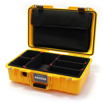 Pelican 1485 Air Case, Yellow with Black Latches TrekPak Divider System with Computer Pouch ColorCase 014850-0220-240-110