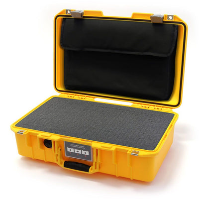 Pelican 1485 Air Case, Yellow with Silver Latches Pick & Pluck Foam with Computer Pouch ColorCase 014850-0201-240-180