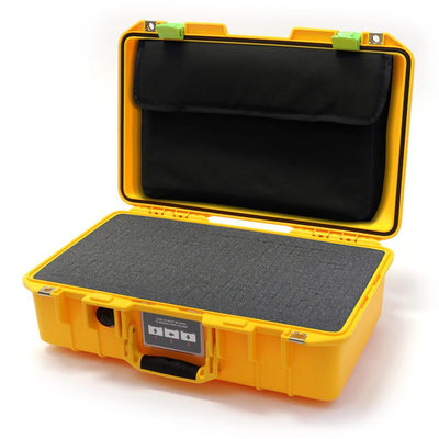Pelican 1485 Air Case, Yellow with Lime Green Latches Pick & Pluck Foam with Computer Pouch ColorCase 014850-0201-240-300