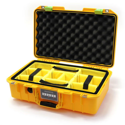 Pelican 1485 Air Case, Yellow with Lime Green Latches Yellow Padded Microfiber Dividers with Convolute Lid Foam ColorCase 014850-0010-240-300