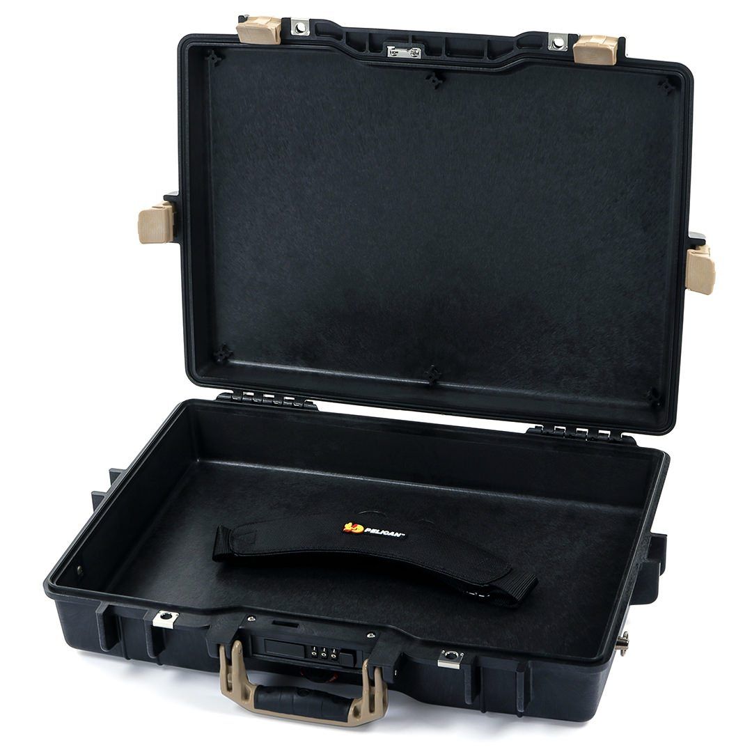 Pelican 1495 Case, Black with Desert Tan Handle &amp; Latches None (Case Only) ColorCase 014950-0000-110-310