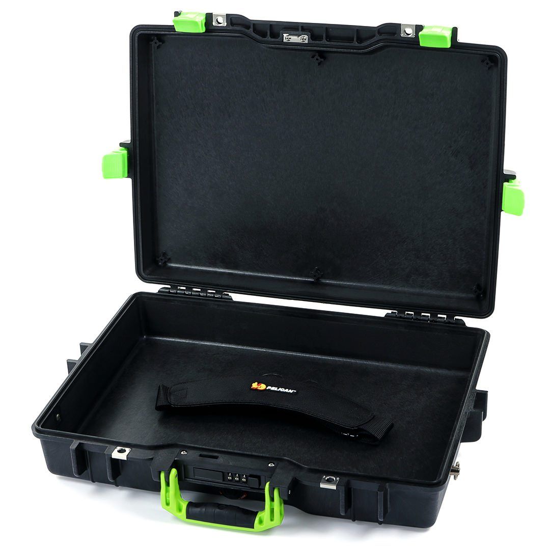 Pelican 1495 Case, Black with Lime Green Handle &amp; Latches None (Case Only) ColorCase 014950-0000-110-300