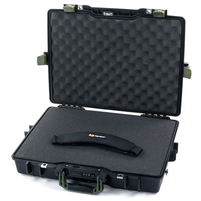 Pelican 1495 Case, Black with OD Green Handle & Latches Pick & Pluck Foam with Convolute Lid Foam ColorCase 014950-0001-110-130