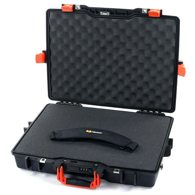 Pelican 1495 Case, Black with Orange Handle & Latches Pick & Pluck Foam with Convolute Lid Foam ColorCase 014950-0001-110-150