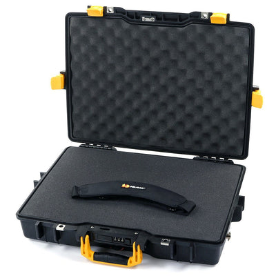 Pelican 1495 Case, Black with Yellow Handle & Latches Pick & Pluck Foam with Convolute Lid Foam ColorCase 014950-0001-110-240