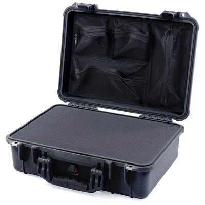 Pelican 1500 Case, Black Pick & Pluck Foam with Mesh Lid Organizer ColorCase 015000-0101-110-110