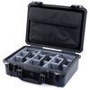 Pelican 1500 Case, Black Gray Padded Microfiber Dividers with Computer Pouch ColorCase 015000-0270-110-110