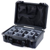 Pelican 1500 Case, Black Gray Padded Microfiber Dividers with Mesh Lid Organizer ColorCase 015000-0170-110-110