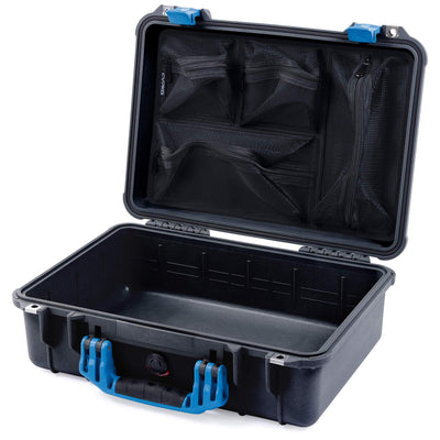Pelican 1500 Case, Black with Blue Handle & Latches Mesh Lid Organizer Only ColorCase 015000-0100-110-120