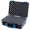 Pelican 1500 Case, Black with Blue Handle & Latches Pick & Pluck Foam with Convolute Lid Foam ColorCase 015000-0001-110-120