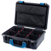 Pelican 1500 Case, Black with Blue Handle & Latches TrekPak Divider System with Computer Pouch ColorCase 015000-0220-110-120