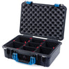Pelican 1500 Case, Black with Blue Handle & Latches TrekPak Divider System with Convolute Lid Foam ColorCase 015000-0020-110-120