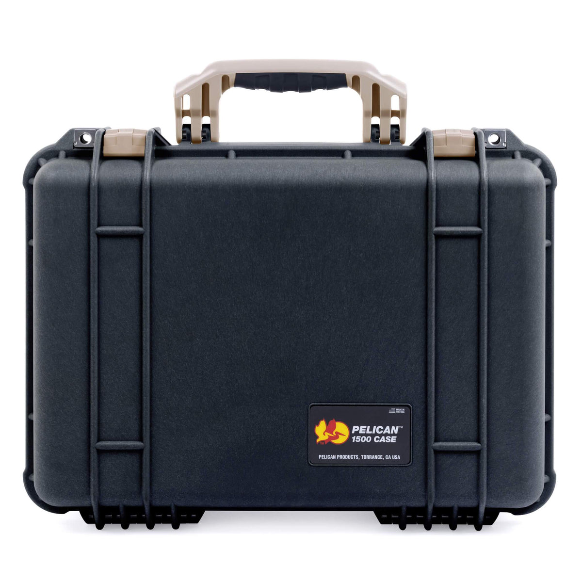 Pelican 1500 Case, Black with Desert Tan Handle &amp; Latches ColorCase 