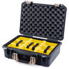 Pelican 1500 Case, Black with Desert Tan Handle & Latches Yellow Padded Microfiber Dividers with Convolute Lid Foam ColorCase 015000-0010-110-310