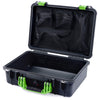Pelican 1500 Case, Black with Lime Green Handle & Latches Mesh Lid Organizer Only ColorCase 015000-0100-110-300