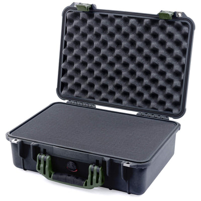 Pelican 1500 Case, Black with OD Green Handle & Latches Pick & Pluck Foam with Convolute Lid Foam ColorCase 015000-0001-110-130