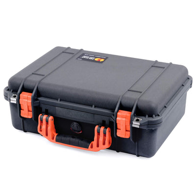 Pelican 1500 Case, Black with Orange Handle & Latches ColorCase