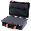 Pelican 1500 Case, Black with Orange Handle & Latches Pick & Pluck Foam with Computer Pouch ColorCase 015000-0201-110-150