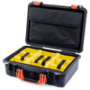 Pelican 1500 Case, Black with Orange Handle & Latches Yellow Padded Microfiber Dividers with Computer Pouch ColorCase 015000-0210-110-150
