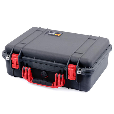 Pelican 1500 Case, Black with Red Handle & Latches ColorCase