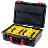 Pelican 1500 Case, Black with Red Handle & Latches Yellow Padded Microfiber Dividers with Computer Pouch ColorCase 015000-0210-110-320