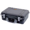 Pelican 1500 Case, Black with Silver Handle & Latches ColorCase