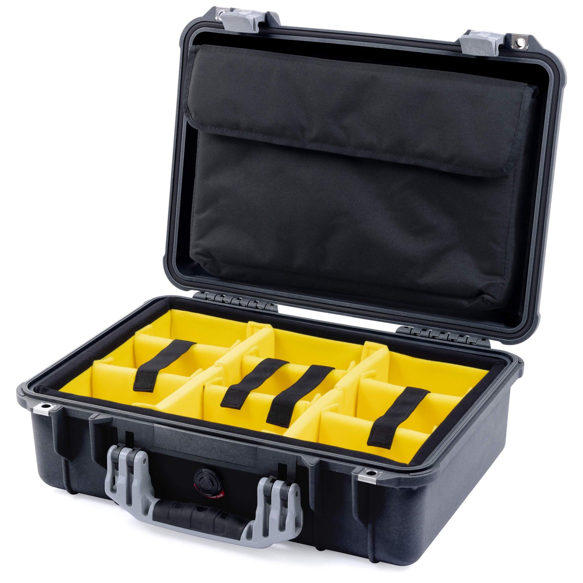 Pelican 1500 Case, Black with Silver Handle & Latches