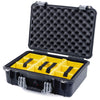 Pelican 1500 Case, Black with Silver Handle & Latches Yellow Padded Microfiber Dividers with Convolute Lid Foam ColorCase 015000-0010-110-180