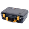 Pelican 1500 Case, Black with Yellow Handle & Latches ColorCase