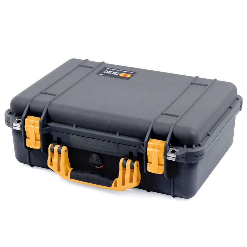Pelican 1500 Case, Black with Yellow Handle & Latches ColorCase 