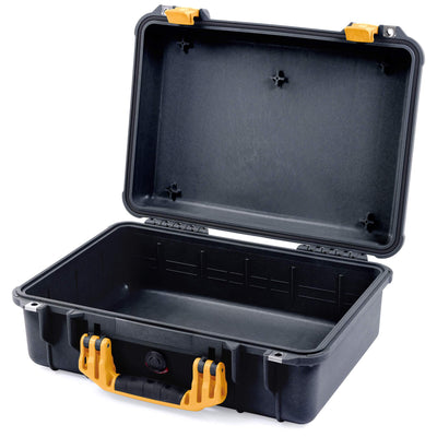 Pelican 1500 Case, Black with Yellow Handle & Latches None (Case Only) ColorCase 015000-0000-110-240