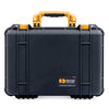 Pelican 1500 Case, Black with Yellow Handle & Latches ColorCase