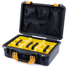Pelican 1500 Case, Black with Yellow Handle & Latches Yellow Padded Microfiber Dividers with Mesh Lid Organizer ColorCase 015000-0110-110-240
