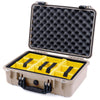 Pelican 1500 Case, Desert Tan with Black Handle & Latches Yellow Padded Microfiber Dividers with Convolute Lid Foam ColorCase 015000-0010-310-110