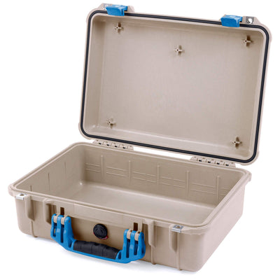 Pelican 1500 Case, Desert Tan with Blue Handle & Latches None (Case Only) ColorCase 015000-0000-310-120