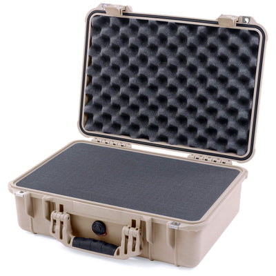Pelican 1500 Case, Desert Tan Pick & Pluck Foam with Convolute Lid Foam ColorCase 015000-0001-310-310