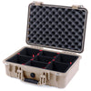 Pelican 1500 Case, Desert Tan TrekPak Divider System with Convolute Lid Foam ColorCase 015000-0020-310-310