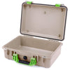 Pelican 1500 Case, Desert Tan with Lime Green Handle & Latches None (Case Only) ColorCase 015000-0000-310-300