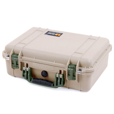 Pelican 1500 Case, Desert Tan with OD Green Handle & Latches ColorCase