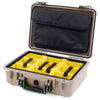 Pelican 1500 Case, Desert Tan with OD Green Handle & Latches Yellow Padded Microfiber Dividers with Computer Pouch ColorCase 015000-0210-310-130