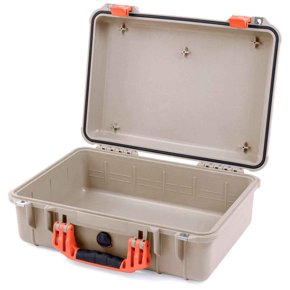 Pelican 1500 Case, Desert Tan with Orange Handle &amp; Latches None (Case Only) ColorCase 015000-0000-310-150