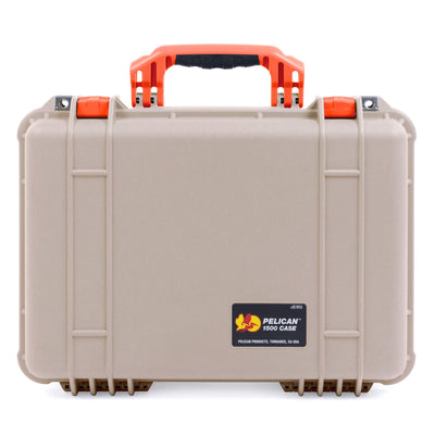 Pelican 1500 Case, Desert Tan with Orange Handle & Latches ColorCase